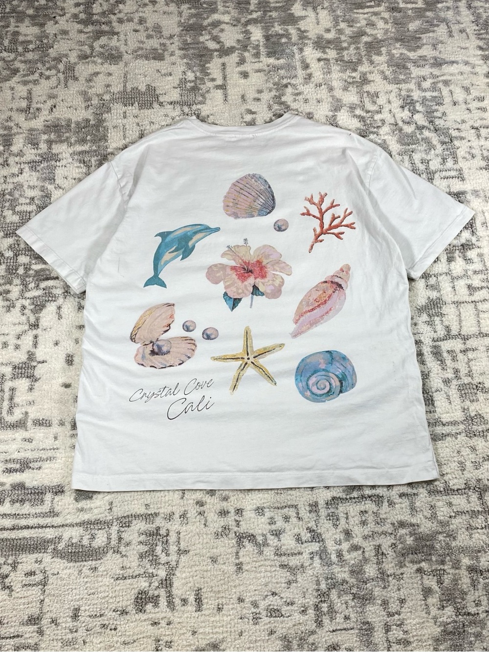 Retro White Crystal Cove Cali Beach Tee Shirt